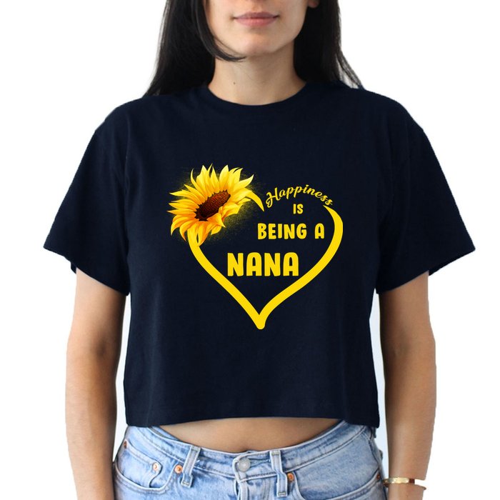 Happiness Is Being Called Nana Sunflower Crop Top