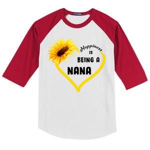 Happiness Is Being Called Nana Sunflower Kids Colorblock Raglan Jersey