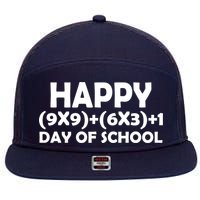 Happy 100 Days Of School Math Equation 7 Panel Mesh Trucker Snapback Hat