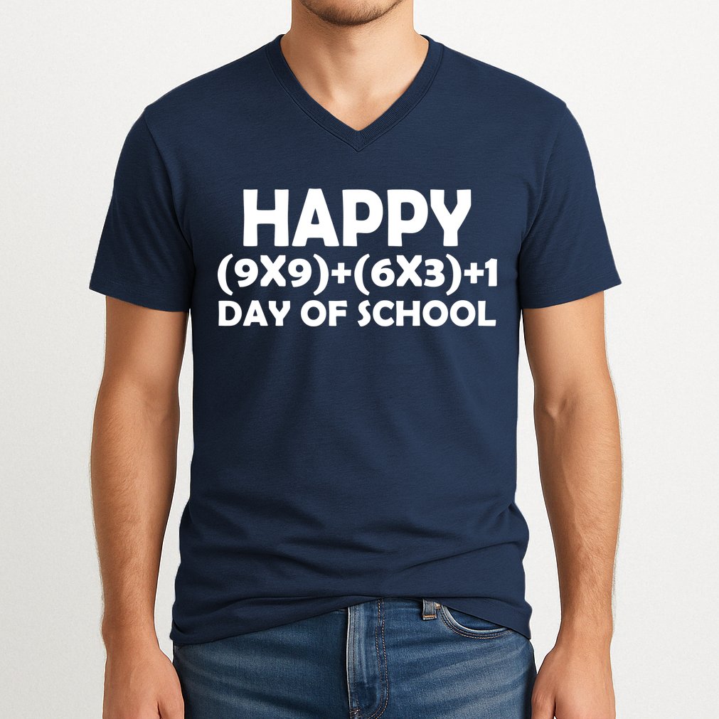 Happy 100 Days Of School Math Equation V-Neck T-Shirt