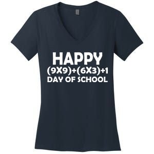 Happy 100 Days Of School Math Equation Women's V-Neck T-Shirt