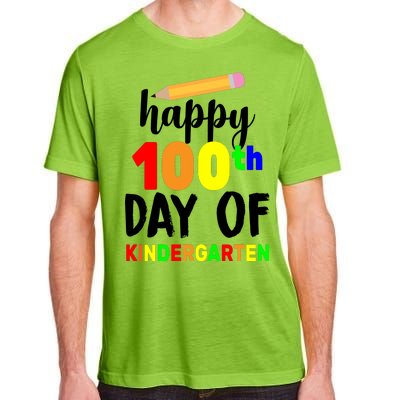 Happy 100th Day Of Kindergarten Pencil Adult ChromaSoft Performance T-Shirt