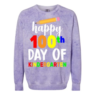 Happy 100th Day Of Kindergarten Pencil Colorblast Crewneck Sweatshirt