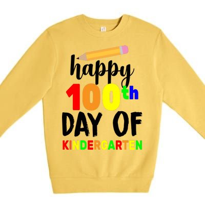 Happy 100th Day Of Kindergarten Pencil Premium Crewneck Sweatshirt