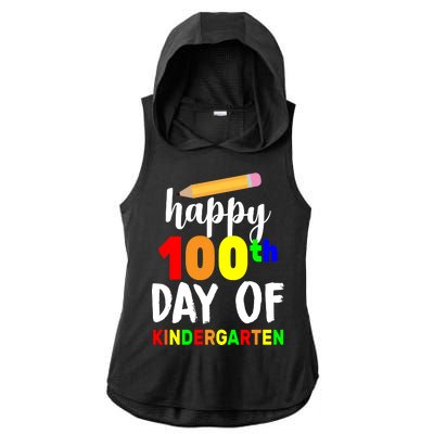 Happy 100th Day Of Kindergarten Pencil Ladies PosiCharge Tri-Blend Wicking Draft Hoodie Tank