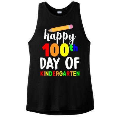 Happy 100th Day Of Kindergarten Pencil Ladies PosiCharge Tri-Blend Wicking Tank