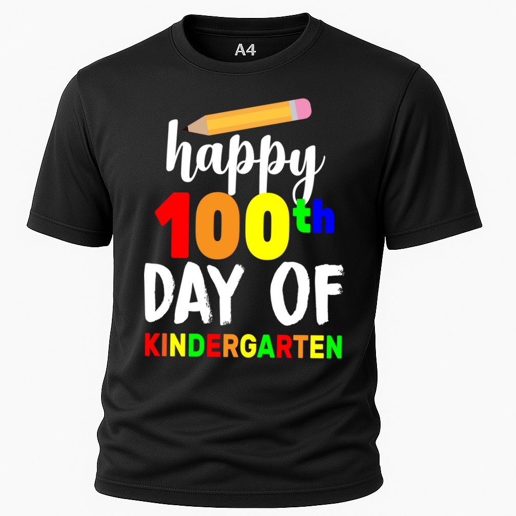 Happy 100th Day Of Kindergarten Pencil Cooling Performance Crew T-Shirt