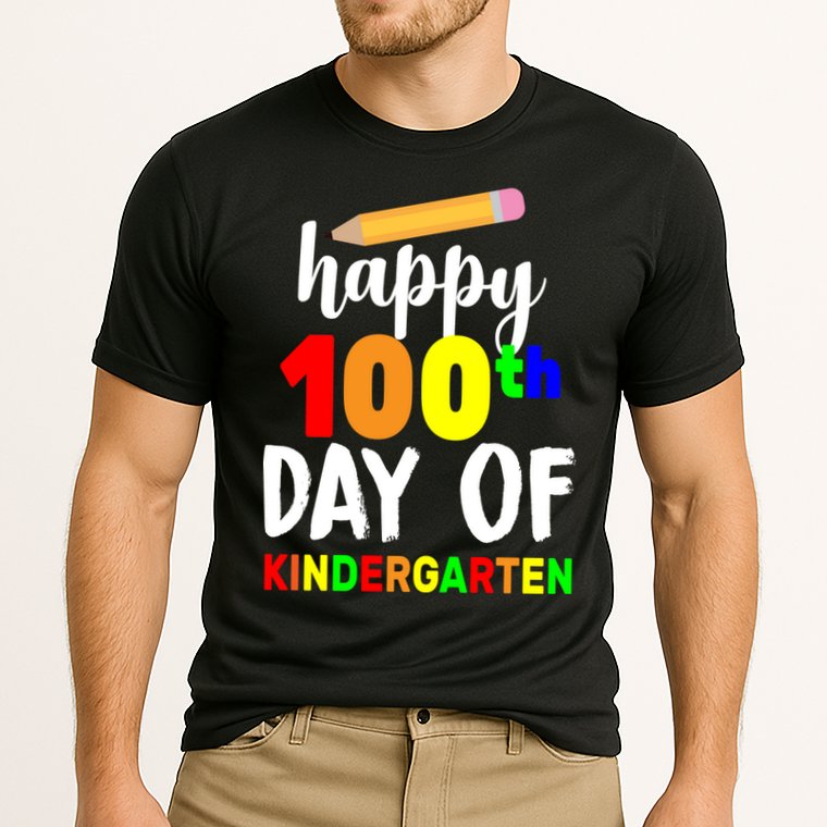 Happy 100th Day Of Kindergarten Pencil Cooling Performance Crew T-Shirt