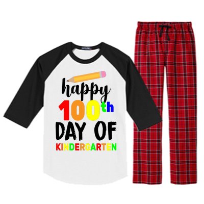 Happy 100th Day Of Kindergarten Pencil Raglan Sleeve Pajama Set