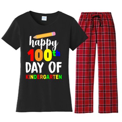 Happy 100th Day Of Kindergarten Pencil Women's Flannel Pajama Set