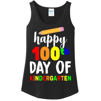 Happy 100th Day Of Kindergarten Pencil Ladies Essential Tank