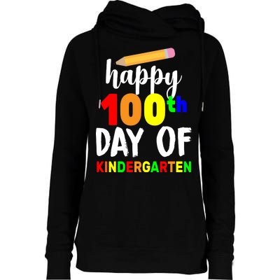 Happy 100th Day Of Kindergarten Pencil Womens Funnel Neck Pullover Hood