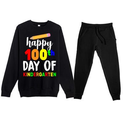 Happy 100th Day Of Kindergarten Pencil Premium Crewneck Sweatsuit Set