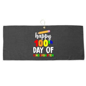 Happy 100th Day Of Kindergarten Pencil Large Microfiber Waffle Golf Towel