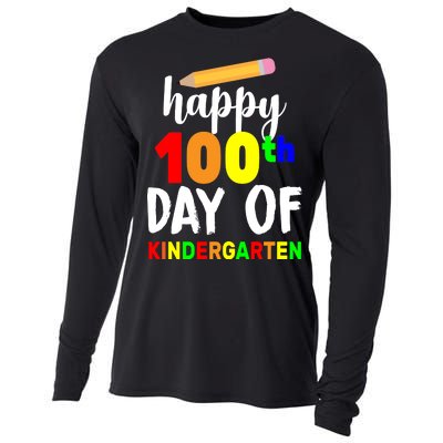 Happy 100th Day Of Kindergarten Pencil Cooling Performance Long Sleeve Crew