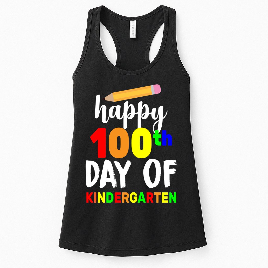 Happy 100th Day Of Kindergarten Pencil Womens Tank Top