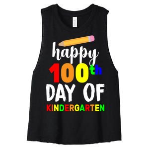 Happy 100th Day Of Kindergarten Pencil Women's Racerback Cropped Tank