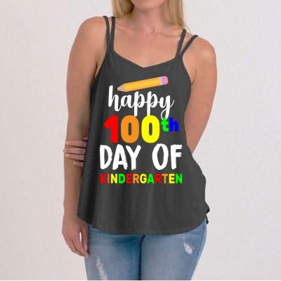 Happy 100th Day Of Kindergarten Pencil Women's Strappy Tank