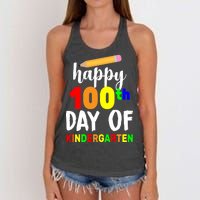 Happy 100th Day Of Kindergarten Pencil Women's Knotted Racerback Tank