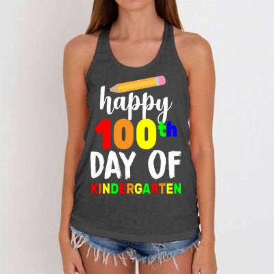 Happy 100th Day Of Kindergarten Pencil Women's Knotted Racerback Tank