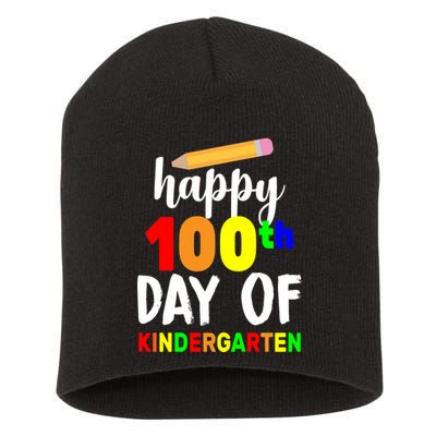 Happy 100th Day Of Kindergarten Pencil Short Acrylic Beanie