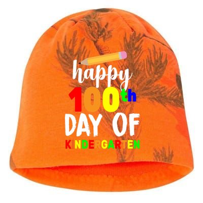 Happy 100th Day Of Kindergarten Pencil Kati - Camo Knit Beanie