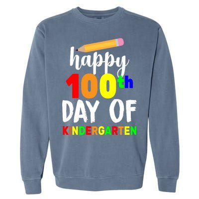 Happy 100th Day Of Kindergarten Pencil Garment-Dyed Sweatshirt