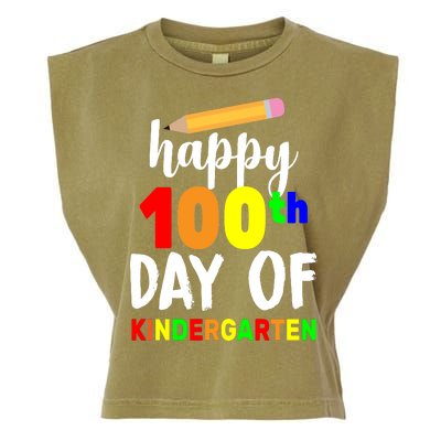 Happy 100th Day Of Kindergarten Pencil Garment-Dyed Women's Muscle Tee