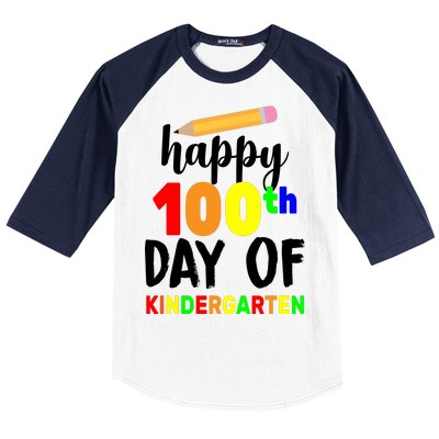 Happy 100th Day Of Kindergarten Pencil Baseball Sleeve Shirt