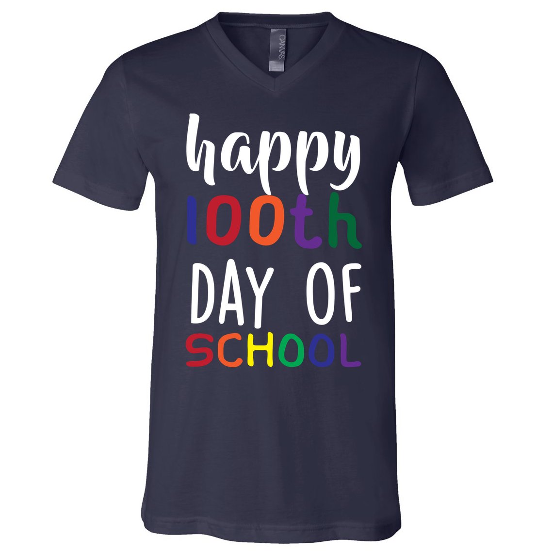 Happy 100th Day of School V-Neck T-Shirt