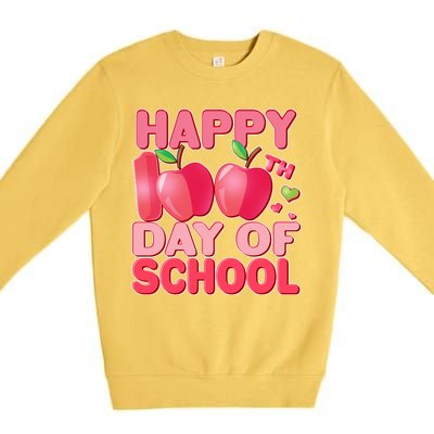 Happy 100th Day of School Cute Apples Premium Crewneck Sweatshirt