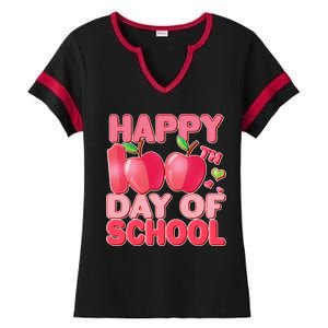 Happy 100th Day of School Cute Apples Ladies Halftime Notch Neck Tee