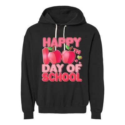 Happy 100th Day of School Cute Apples Garment-Dyed Fleece Hoodie