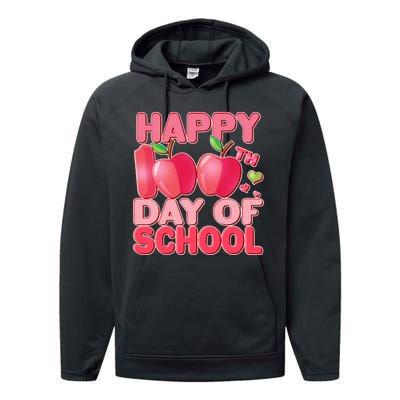 Happy 100th Day of School Cute Apples Performance Fleece Hoodie