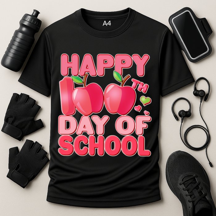 Happy 100th Day of School Cute Apples Cooling Performance Crew T-Shirt