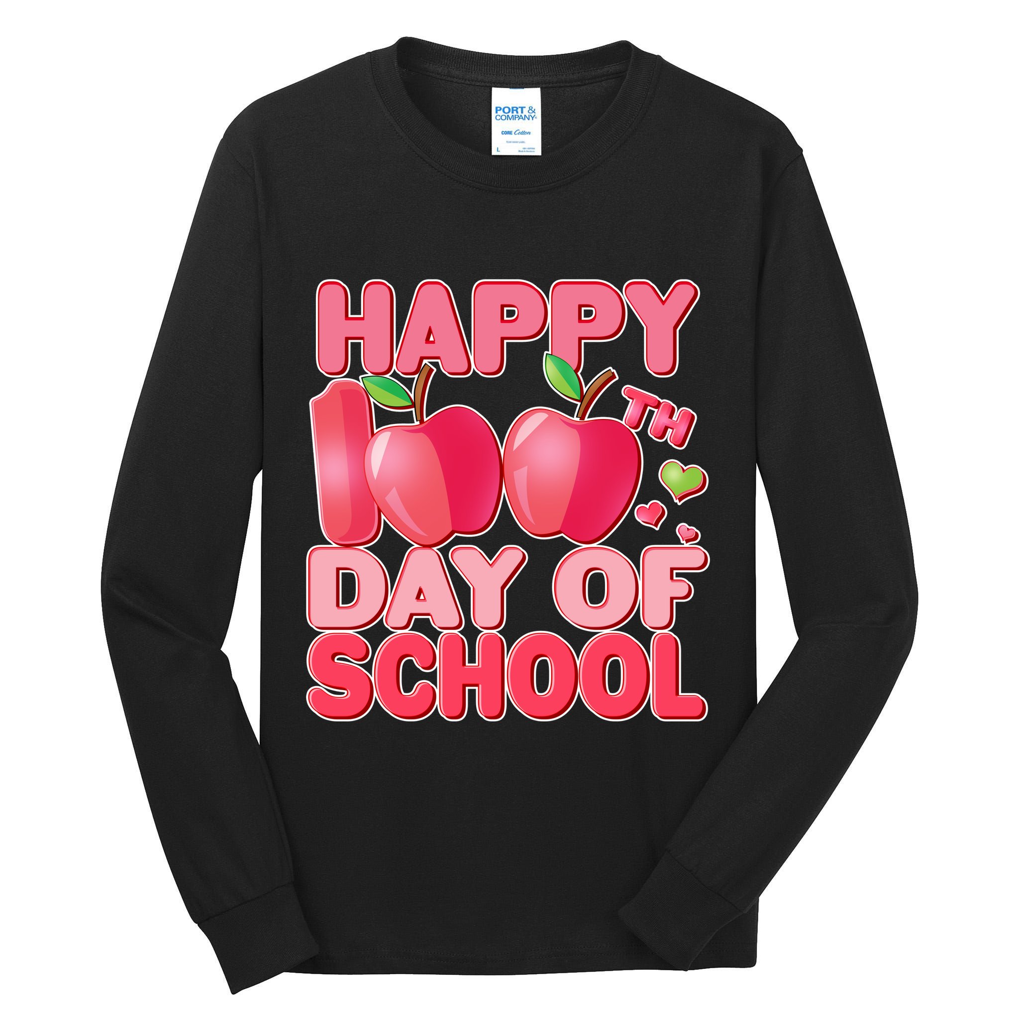 Happy 100th Day of School Cute Apples Tall Long Sleeve T-Shirt