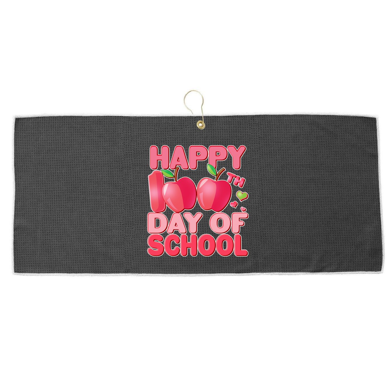 Happy 100th Day of School Cute Apples Large Microfiber Waffle Golf Towel