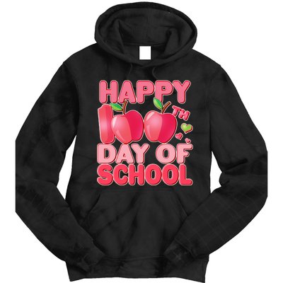 Happy 100th Day of School Cute Apples Tie Dye Hoodie