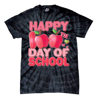 Happy 100th Day of School Cute Apples Tie-Dye T-Shirt