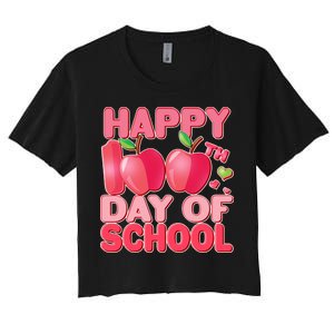 Happy 100th Day of School Cute Apples Women's Crop Top Tee