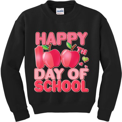 Happy 100th Day of School Cute Apples Kids Sweatshirt