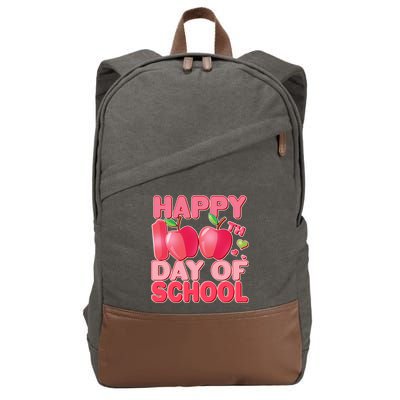 Happy 100th Day of School Cute Apples Cotton Canvas Backpack