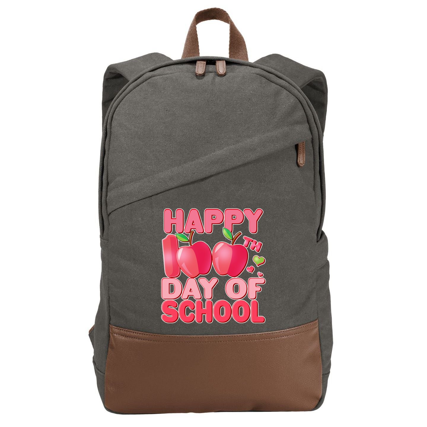 Happy 100th Day of School Cute Apples Cotton Canvas Backpack