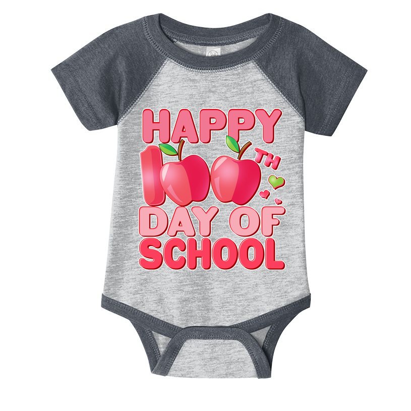 Happy 100th Day of School Cute Apples Infant Baby Jersey Bodysuit