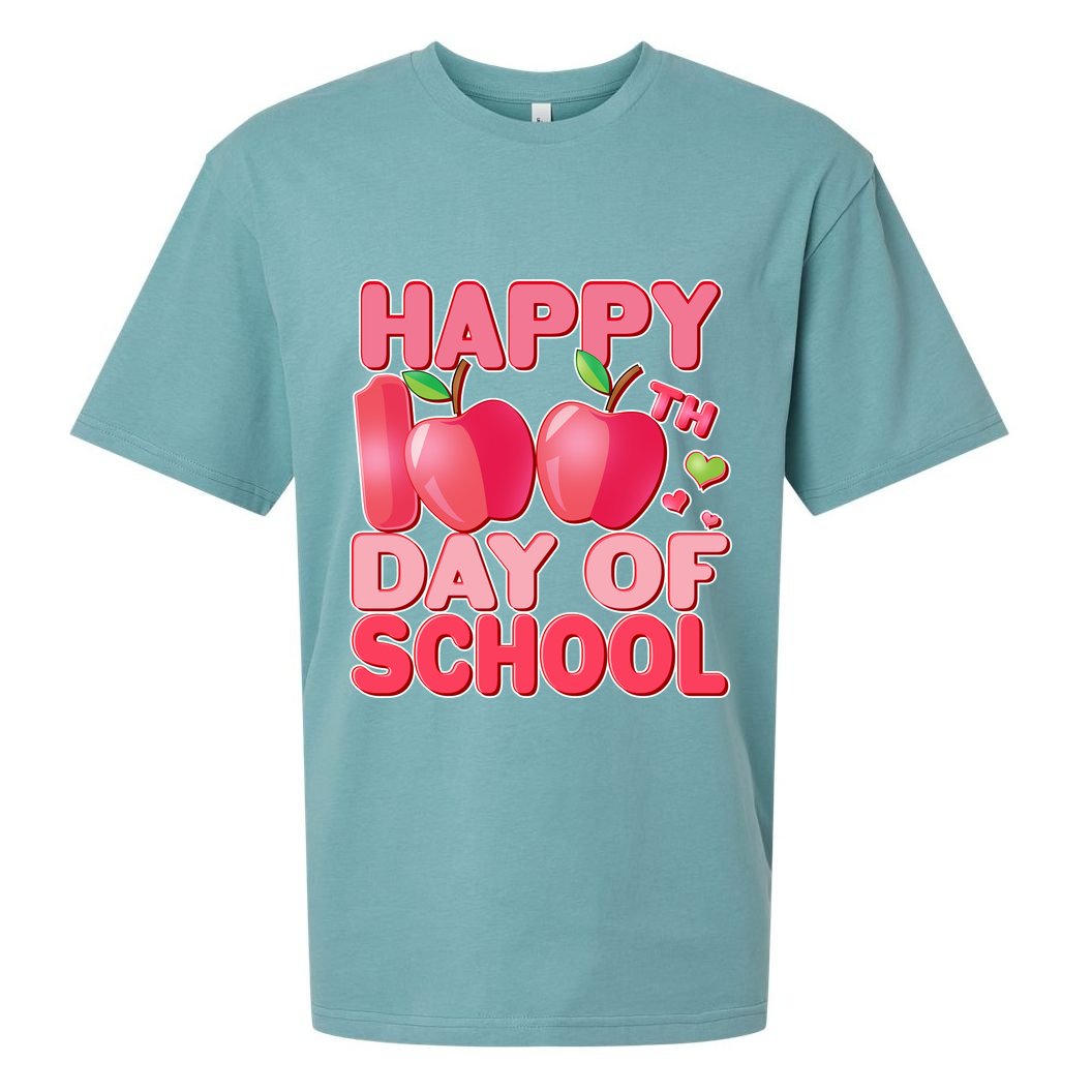 Happy 100th Day of School Cute Apples Sueded Cloud Jersey T-Shirt