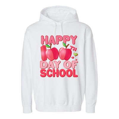 Happy 100th Day of School Cute Apples Garment-Dyed Fleece Hoodie