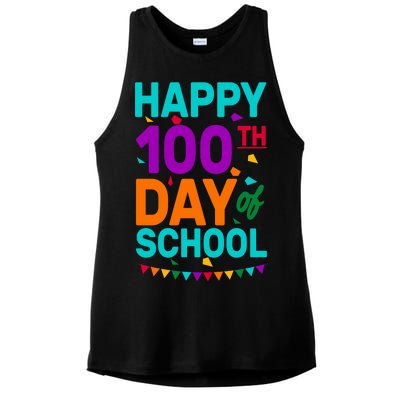 Happy 100th Day Of School For Teacher Or Child Ladies PosiCharge Tri-Blend Wicking Tank