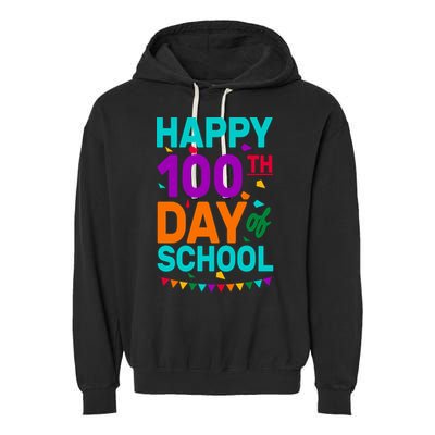 Happy 100th Day Of School For Teacher Or Child Garment-Dyed Fleece Hoodie