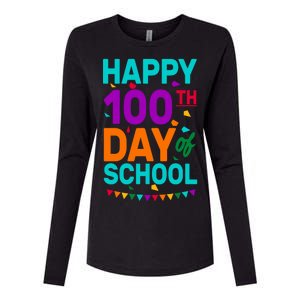 Happy 100th Day Of School For Teacher Or Child Womens Cotton Relaxed Long Sleeve T-Shirt