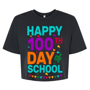 Happy 100th Day Of School For Teacher Or Child Bella+Canvas Jersey Crop Tee